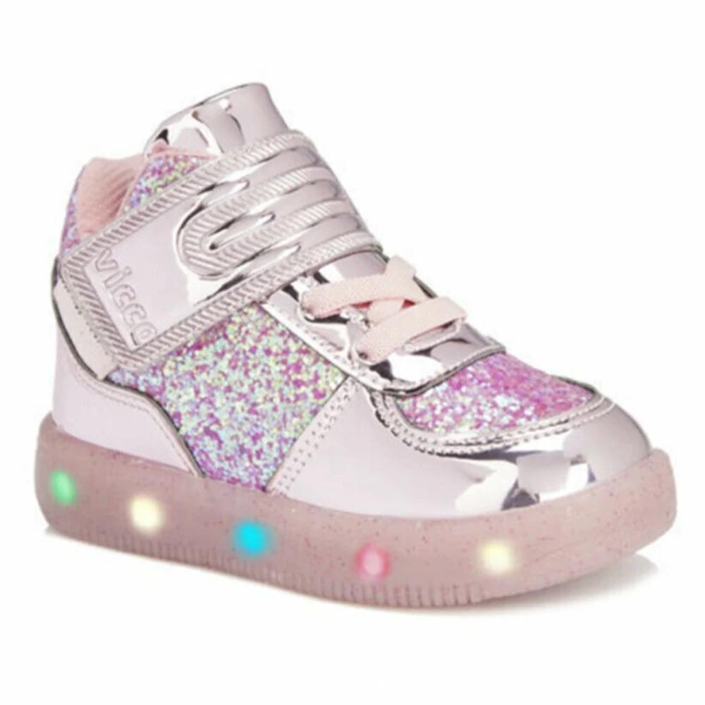 

Vicco Full Orthopedic Sole Lighted Silvery Pink Girls Boots, 2021 Season Kids Shoes - Pink