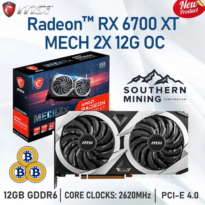 

MSI Raphic Cards AMD Radeon RX 6700 XT Mech 2X 12G OC GDDR6 Graphics Cards 192-bit DP PCI-E4.0 RX 6700XT GPU MINING Video Cards