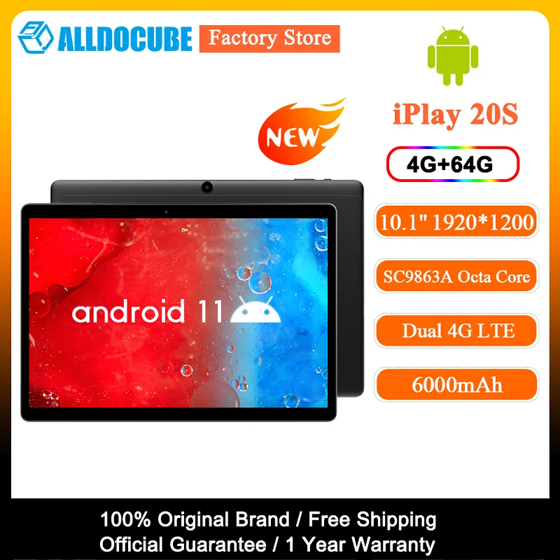 【2021 Cheap】Alldocube iPlay20S 10.1 inch Android 11 Tablet PC Unisoc SC9863A Octa Core 4GB RAM 64GB ROM 1920×1200FHD 4G LTE Call