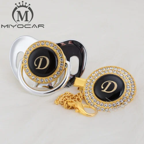 MIYOCAR уникальный дизайн имя инициалы буквенные D прекрасный bling соска и пустышка Клип Набор BPA бесплатно пустышка bling уникальный дизайн LD - Цвет: LD-9  0-6M
