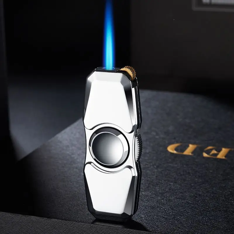 

Creative Windproof Fingertip Gyro Lighters Mini Grinding Wheel Cigarette Cigar Lighter Metal Butane Gas Jet Lighter Gift