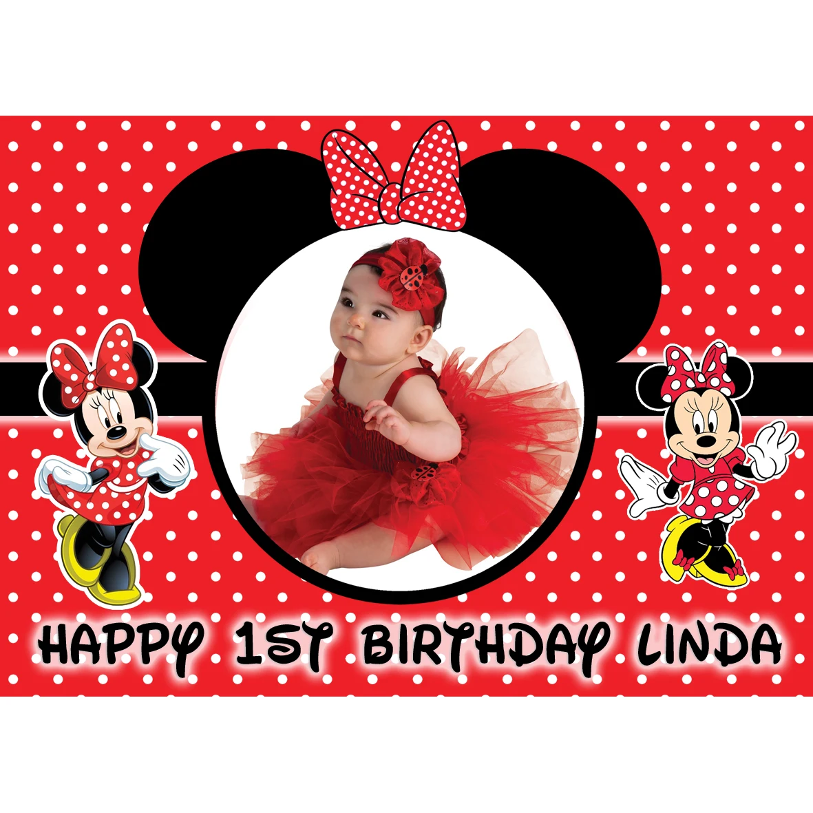 

Personalized Red Minnie Mouse Photo Background