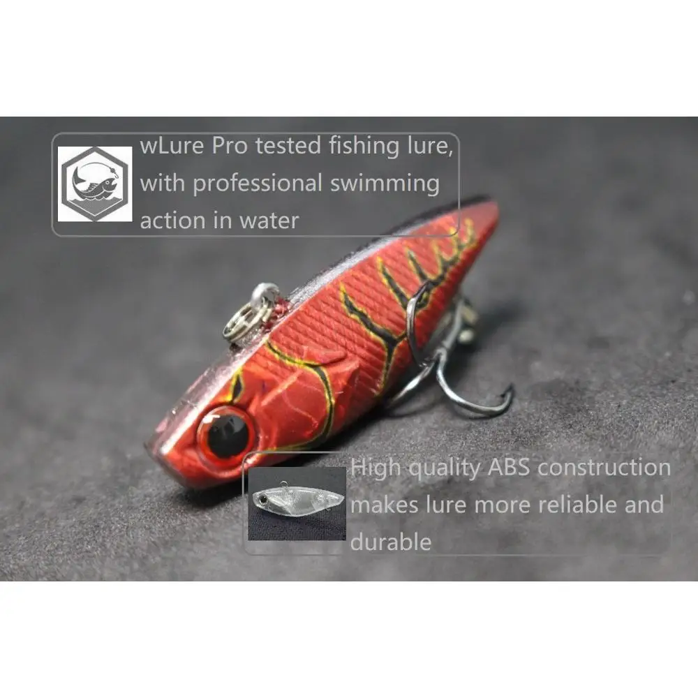 wLure 4cm 4.6g Tiny Lipless Hard Lure Carp Fishing Fly Fishing Bait Tail Hook Sinking to Bottom Lure Fishing L666