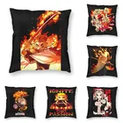 Чехол для подушки Demon Corp kyoпрорисование ренгоку, 40x40 см, украшение, принт, аниме кинетсу, нет Yaiba, чехол для подушки, чехол для автомобиля с двумя сторонами
