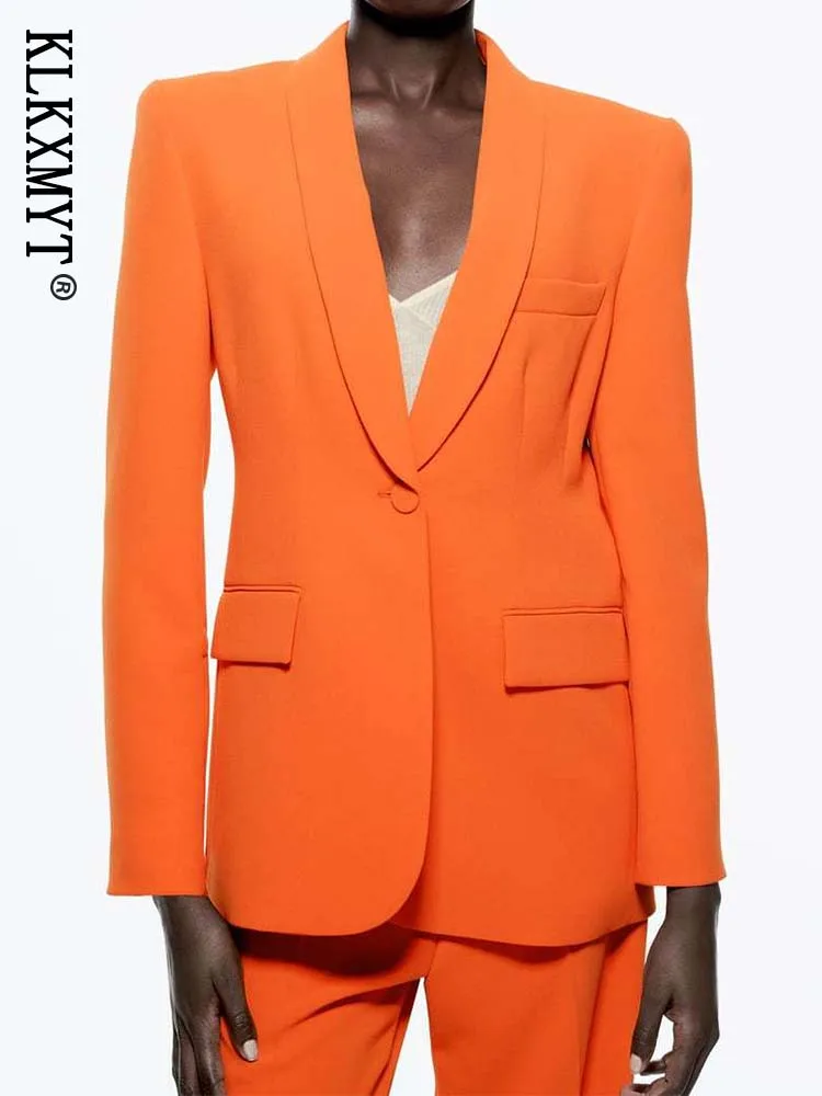

Klkxmyt Traf Blazer Women Coat Spring 2022 Fashion Single Button Office Blazers Vintage Long Sleeve Female Outerwear Chic Tops