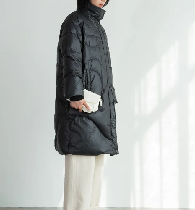 Новый дизайн длинное женское пуховое пальто зимнее плотное теплое с капюшоном на