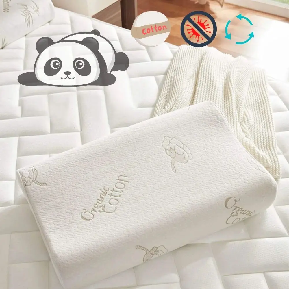 

Organic Cotton Visco Memory Foam Cushion Orthopedic Pillow For Neck & Body Pain Healthy Sleep High-quality with Pillowcase