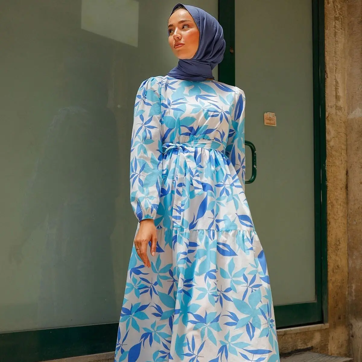 Красочное платье принцессы с листьями на плечо, индейка, мусульманская мода, хиджаб, мусульманская одежда Дубай, Эксклюзив 2021