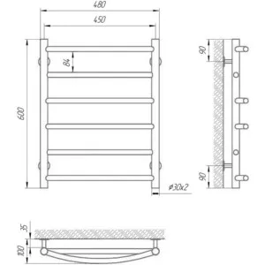Water towel Laris mix P6 450x600 (73207322) For bathroom holder rack radiator electric rail heated towels Racks Hardware Fixture Home Improvement |