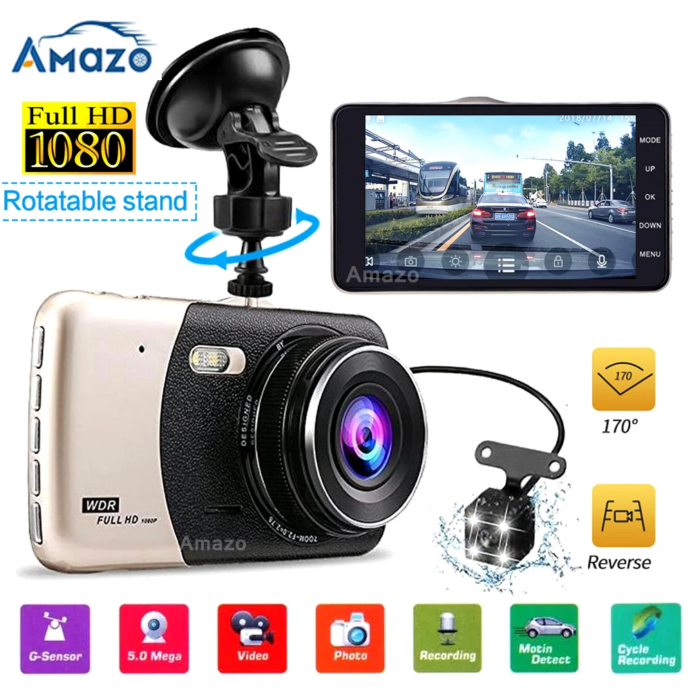 Автомобильный видеорегистратор DVR Dash cam с обратной камерой 1080P DashCam camera ночного