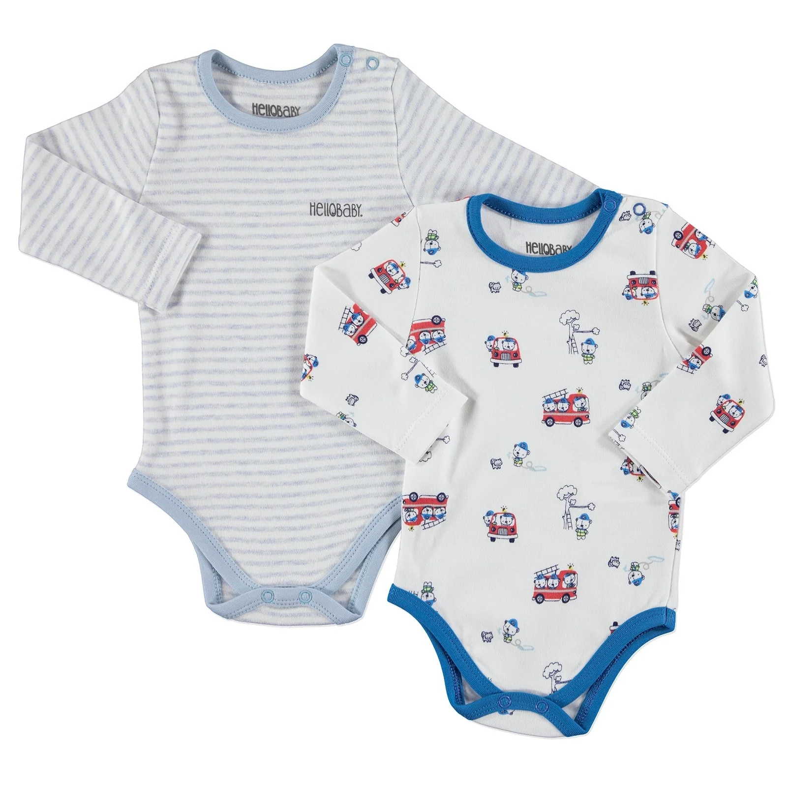 Боди с длинными рукавами ebebek HelloBaby принтом Блокировка 2 шт.| |
