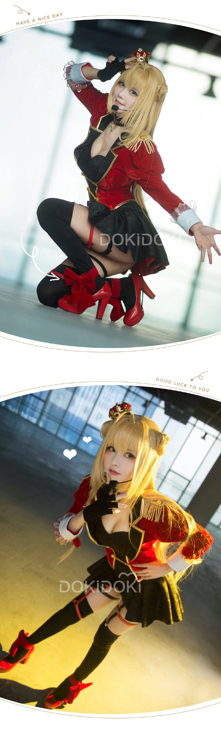 DokiDoki игра Fate Grand Order Nero, для косплея Fate Косплей Idol Nero Красная форма FGO женский костюм на Хэллоуин