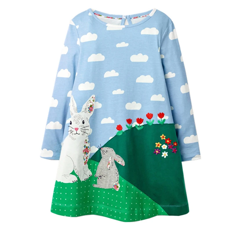 Princess Dress with Animal Appliques Toddler Girl Children 2022 Fashion Kids Hooded Dresses for Baby Clothes | Детская одежда и