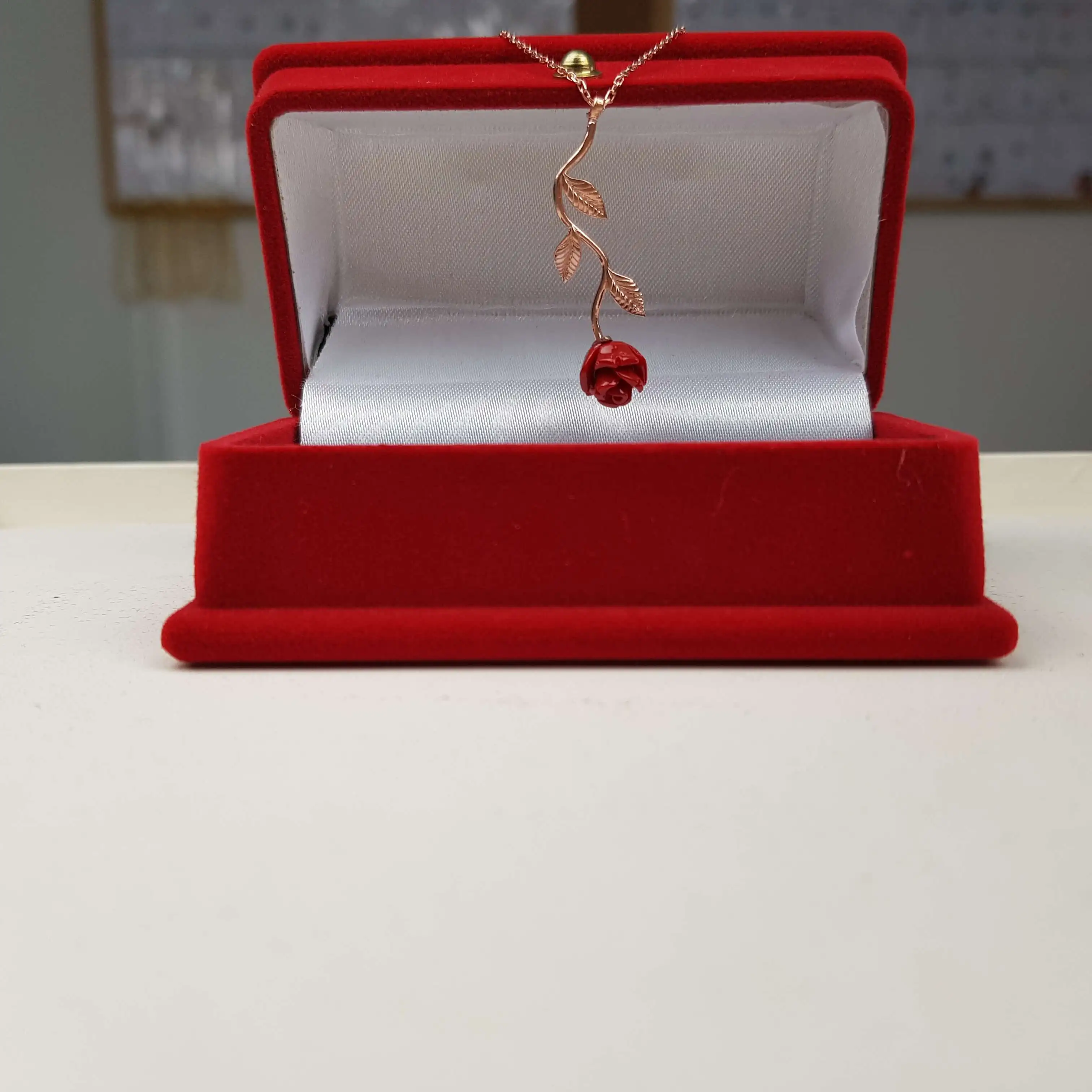 Collier en argent Sterling 925 pour femmes, pendentif en pierre de Zircon Rose rouge, cadeau d'anniversaire, précieux, élégant, chaîne de luxe Cool