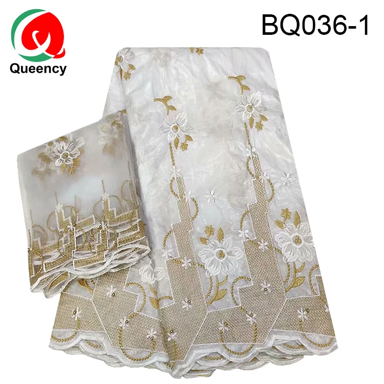 BQ036 Бесплатная доставка-Африканский Базен Fabirc матч кружева хорошая вышивка снизу