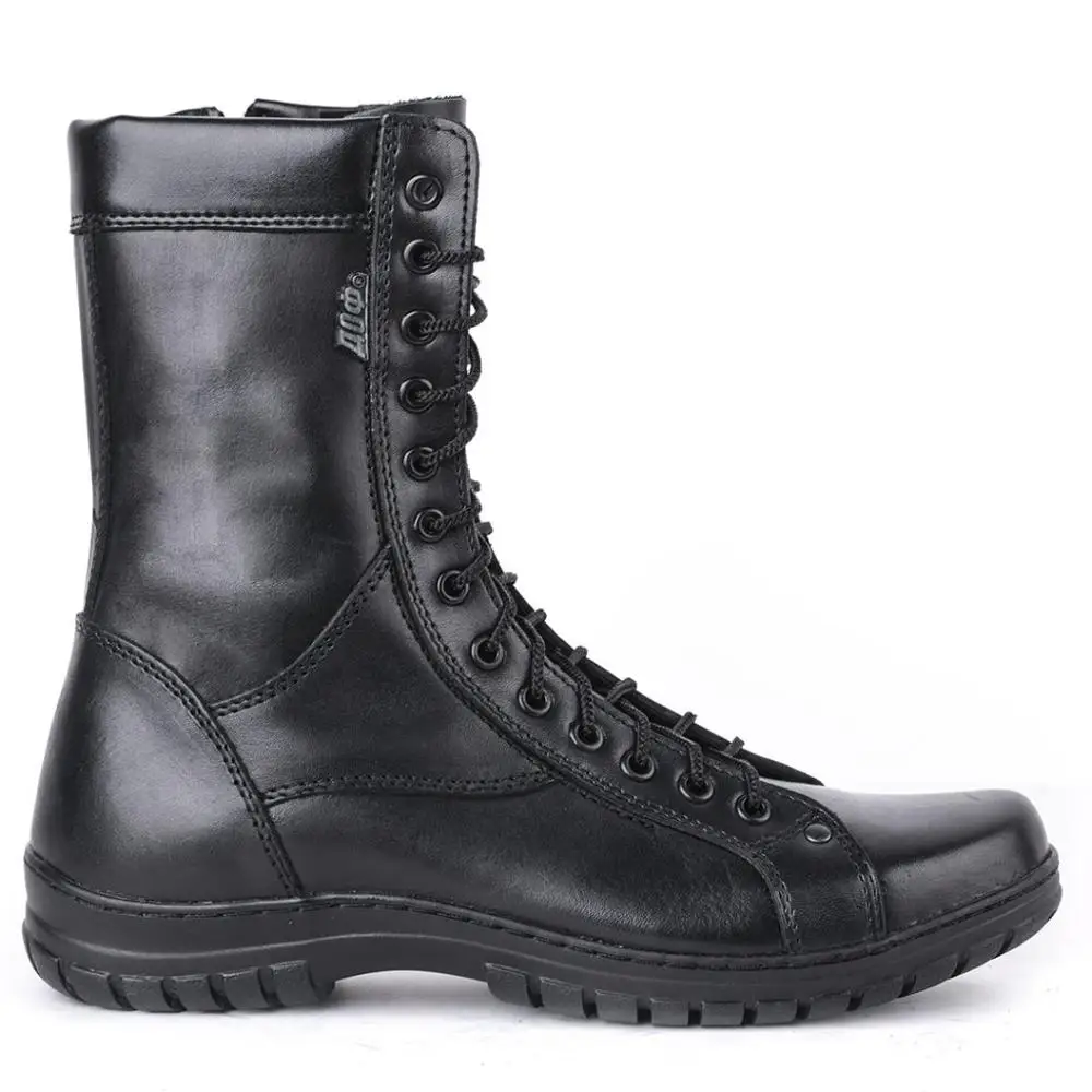 Демисезонные черные армейские берцы из натуральной кожи на шнуровке Мужская