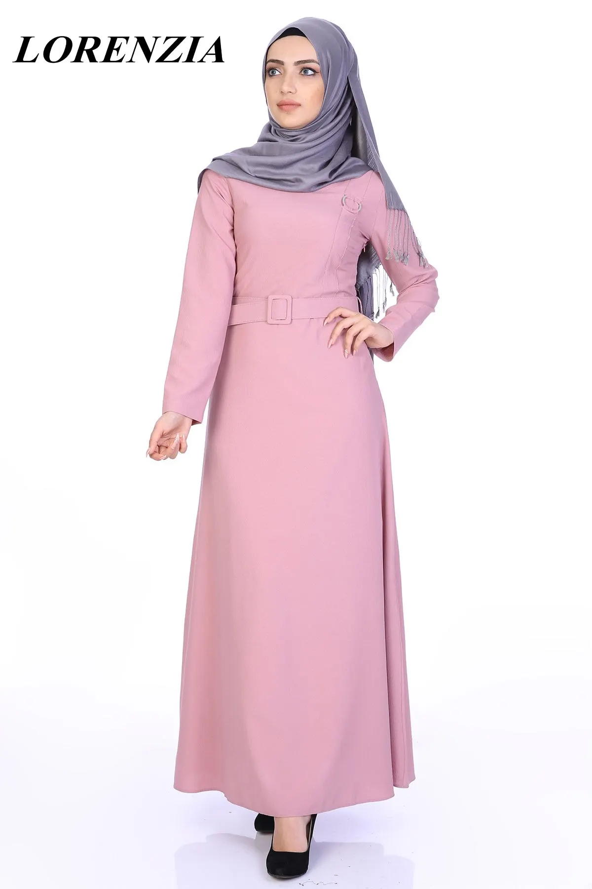 

LORENZİA Kaftan Dubai Abaya Muslim Women Hijab Dress Islam Caftan Marocain Dresses Vestidos Eid Mubarak European Clothing
