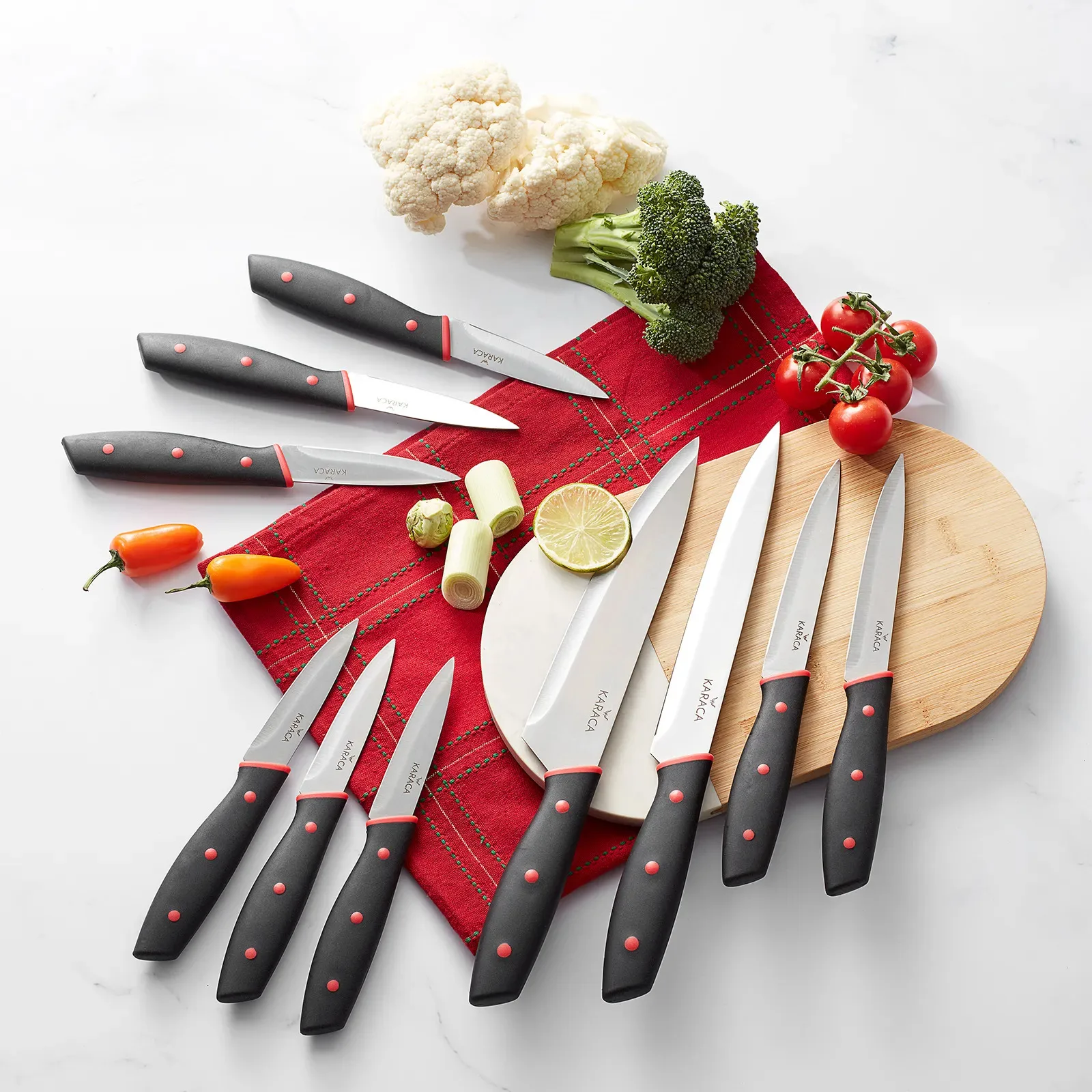 

Karaca Divers 10 Piece Knife Set | Stainless Steel Kitchen Chef Boning Knife Fishing Knife Meat Cleaver Cooking Cutter Butcher