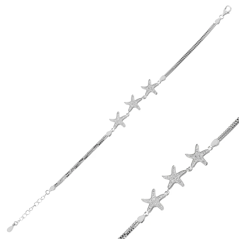 

Silver 925 Sterling Zircon Stone Sea Star Bracelet