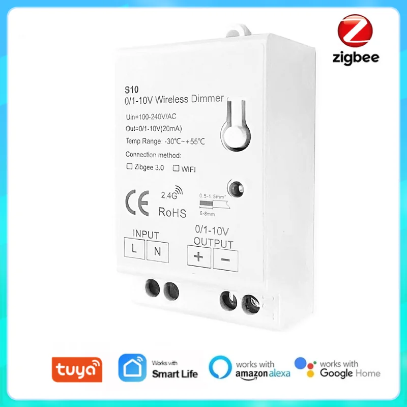 

Tuya Zigbee 3.0 0-10V 1-10V Dimming Controller For Smart Home Works With Alexa Google Home Support smartthings Hub Required