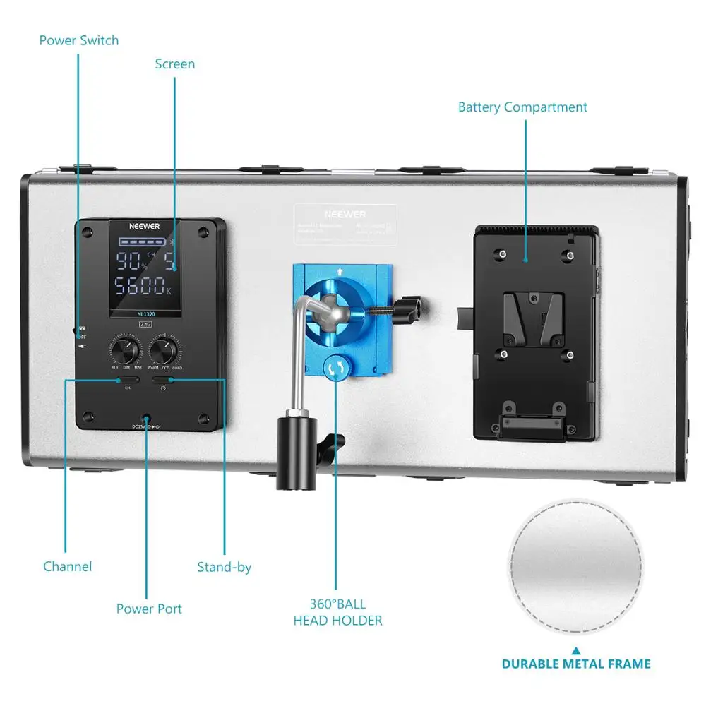 Beste Neewer Geavanceerde 2.4G 1320 Led Video Licht Met Barndoor, Dimbare Bi-Color Led Panel Met Lcd-scherm En 2.4G Draadloze Afstandsbediening