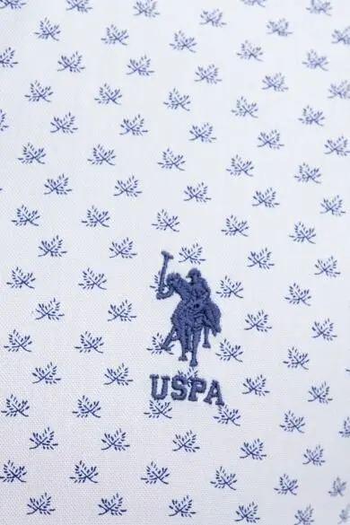Uss. POLO ASSN. Синяя Узкая рубашка с принтом|Повседневные рубашки| |