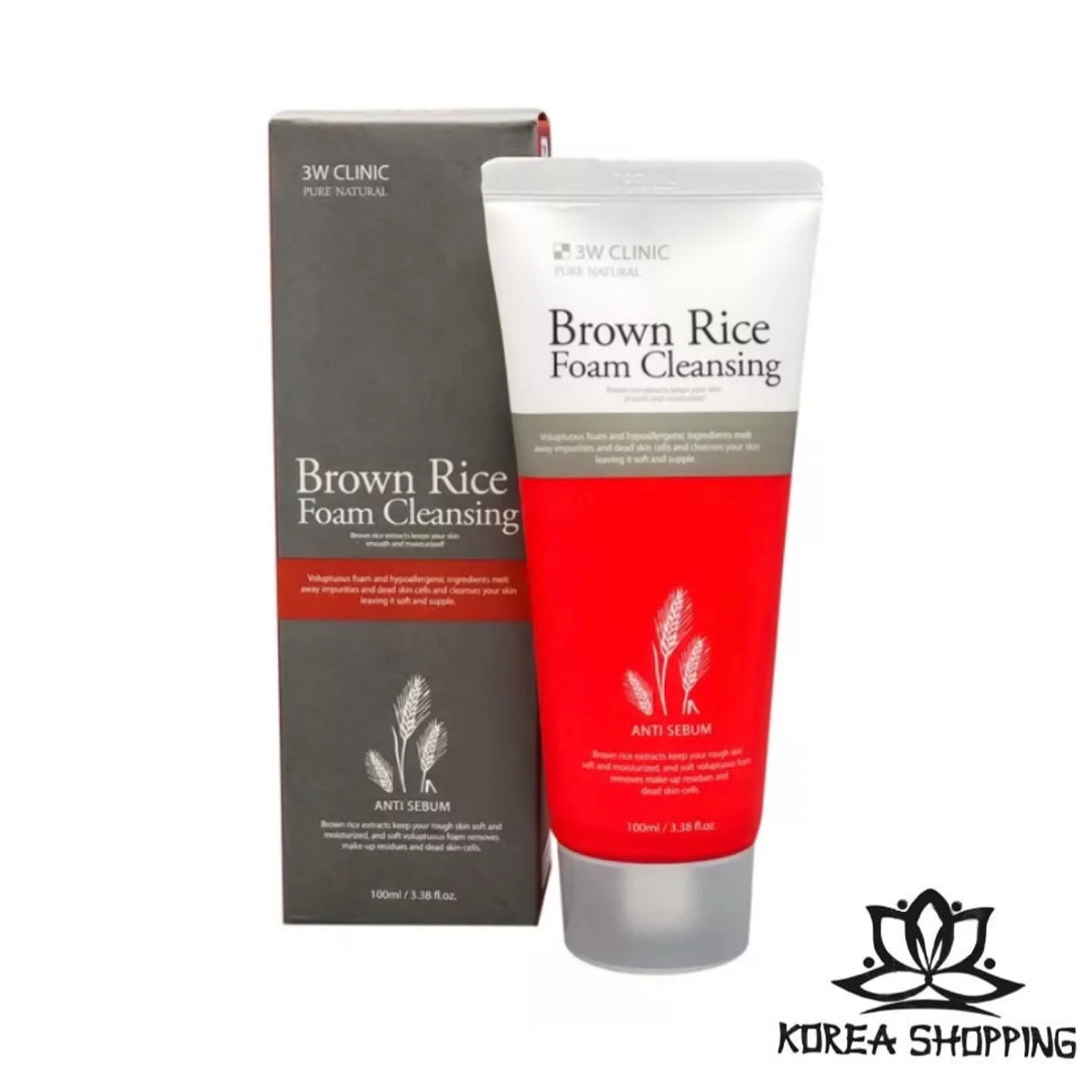 Очищающая пенка для лица КОРИЧНЕВЫЙ РИС 3W CLINIC Brown Rice Foam Cleansing. Корейская косметика.