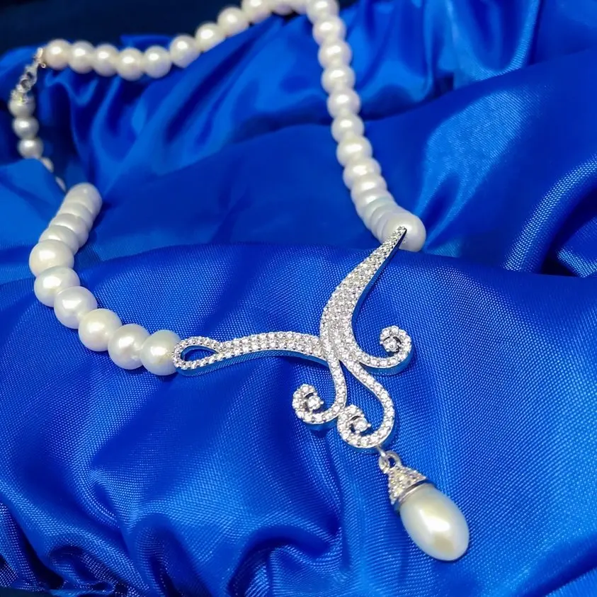 

Silver Pearl Gold Model New Choker Pearl Necklace