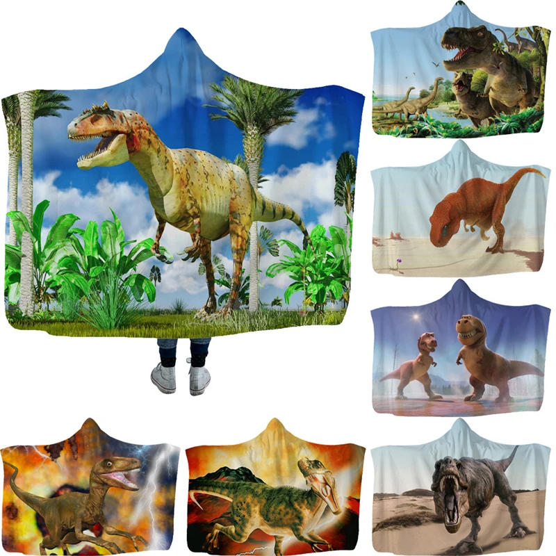 В стиле Парк Юрского периода с принтом динозавра плюша на меху капюшоном и