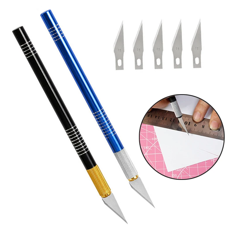

Carving Knife Tools Non-slip Cutter Engraving Craft Knives Blades Safety Cutter Paper and Leather Knife Accessories 2pcs