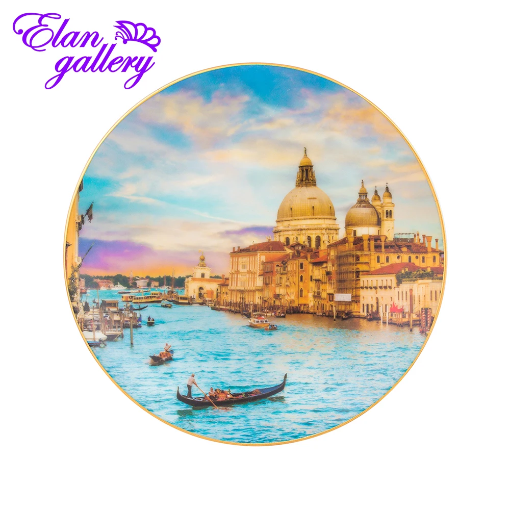 Тарелка декоративная 20х20х2 см Elan Gallery Венеция с крючком и подставкой | Дом сад