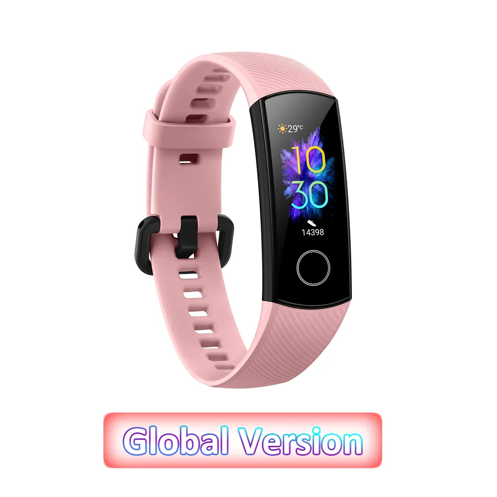 Pink Band 5 Global Versio huawei Honor Band 5 4, умный Браслет, умный браслет, шагомер, сенсорный экран, для плавания, сердечного ритма, сна, монитор - Цвет: Pink Band 5