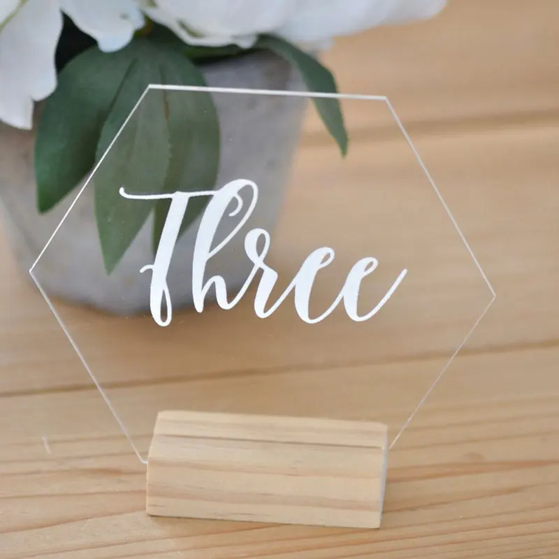 Шестигранный Настольный номер Свадебный акриловый табличный знак