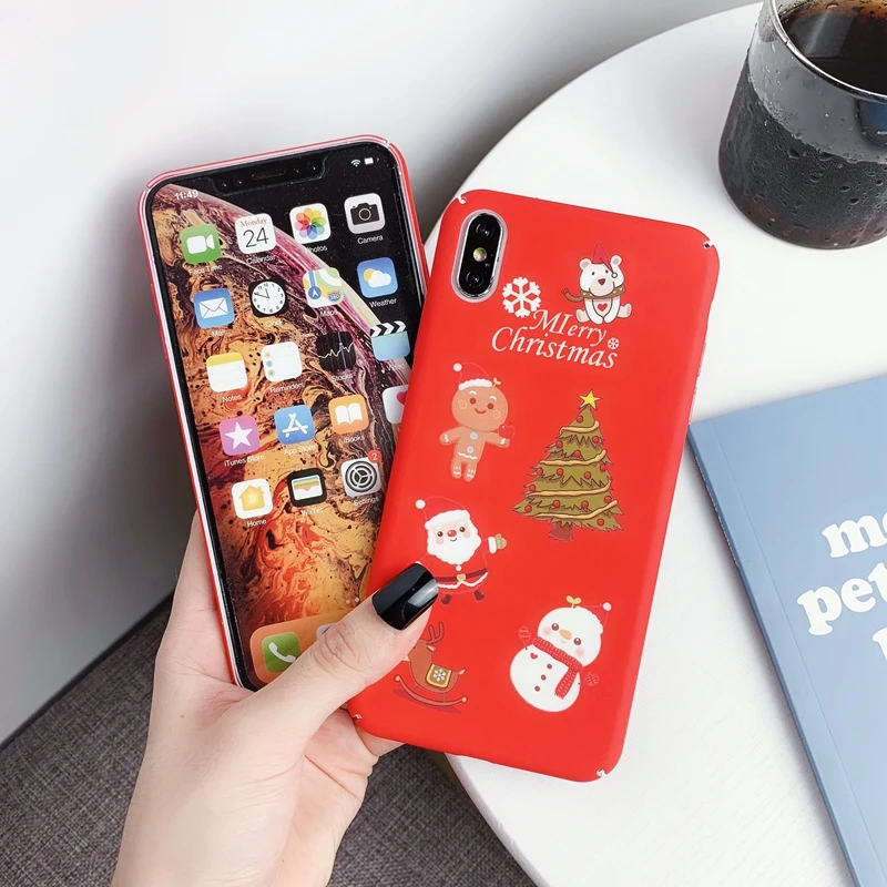 Christmas Case For iPhone 7 XR XS MAX 11 X 10 Element Phone Cases Funda 6 6S 8 Embossed Luminous |