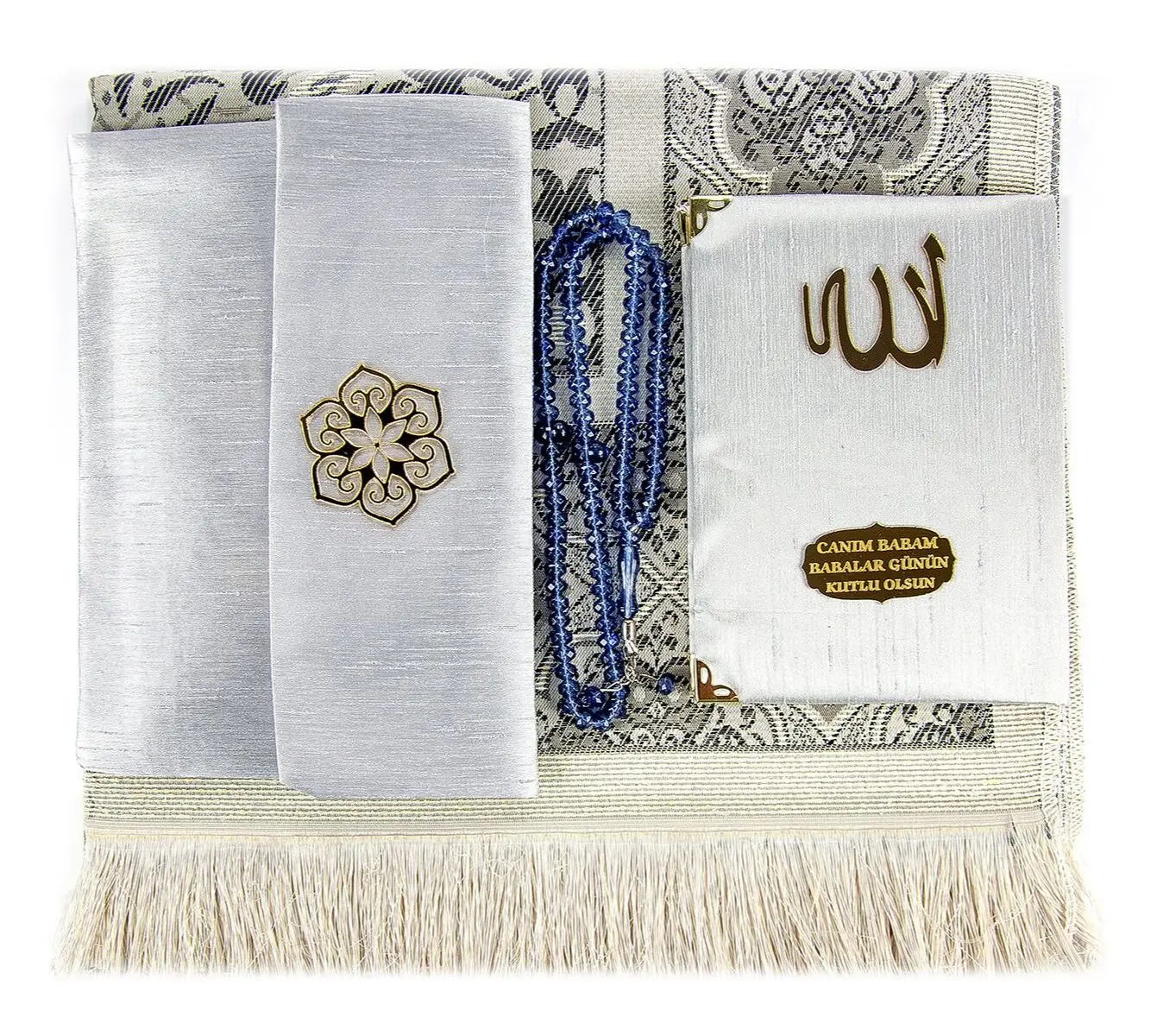 White prayer mat set muslim prayer mat Umre portable mats only compass travel mat Yasin book Sharif blue navy blue rosary muslim