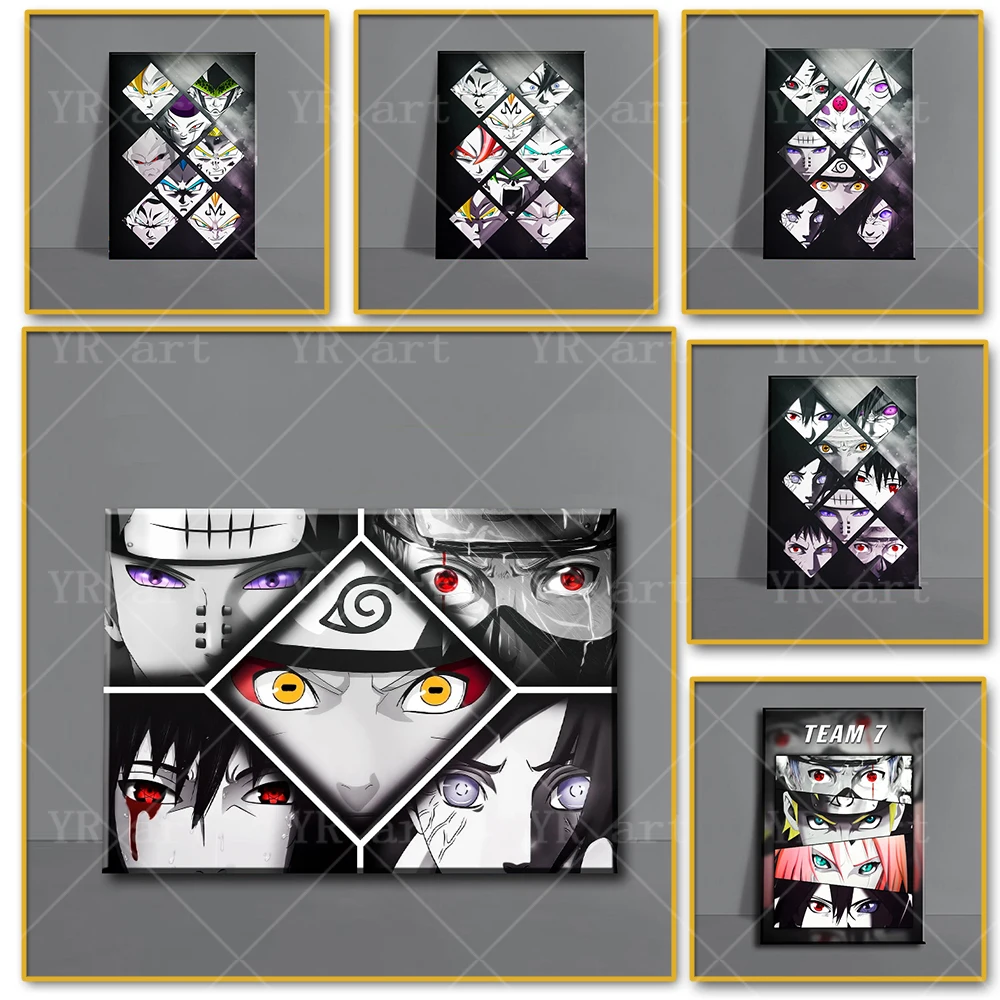 Японское аниме Наруто цельный холст картина постер принт на глаза роспись