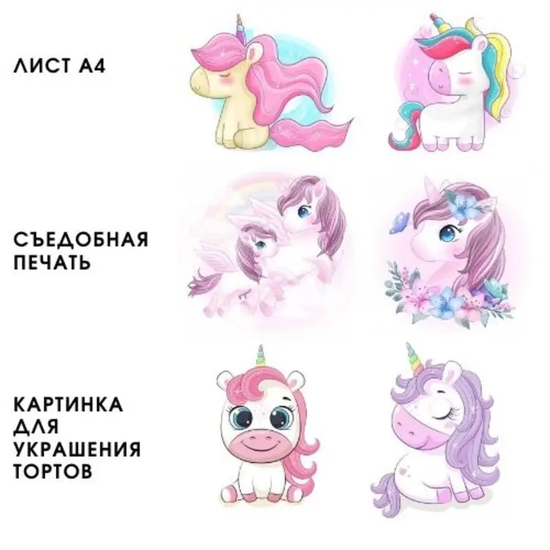 Единорог картинка на торт для печати