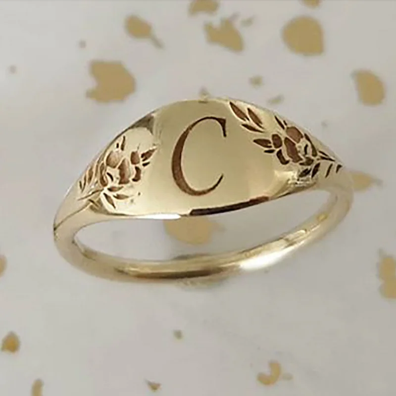

Retro Fashion Women Female letter (C P K) Gold Geometric punk ring creative gift ring jewelry