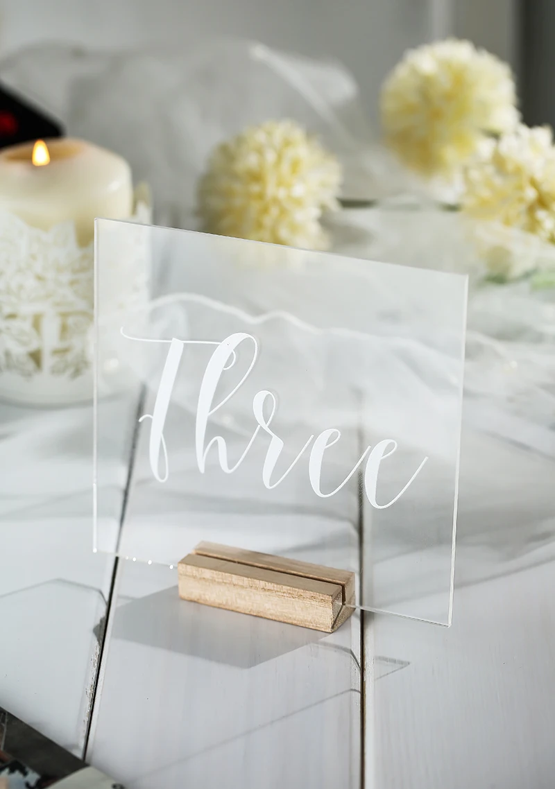 Персональный номер свадебного стола для каллиграфии акриловый с деревянным