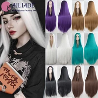ailiade 100cm synthetic long straight wigs for women universal cartoon anime cosplay party wig machine made heat resistant hair