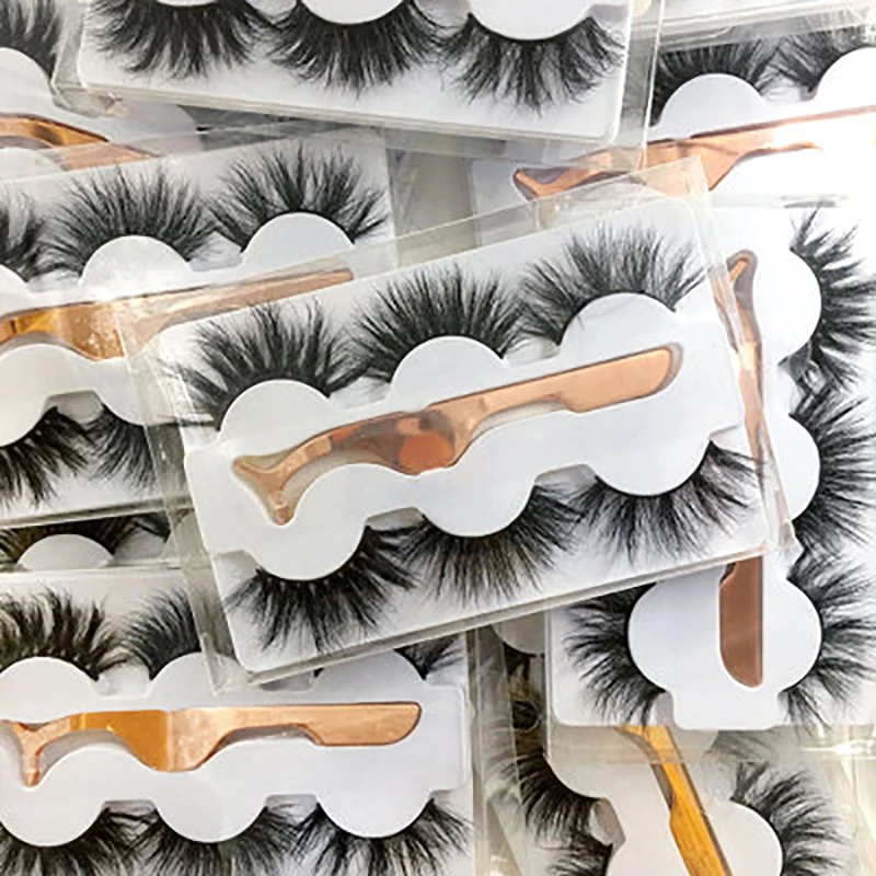 Wholesale 6D Mink Hair False Eyelashes 25MM Long Cross Thick Hot sale Eyelashes Can customize private labels and style package