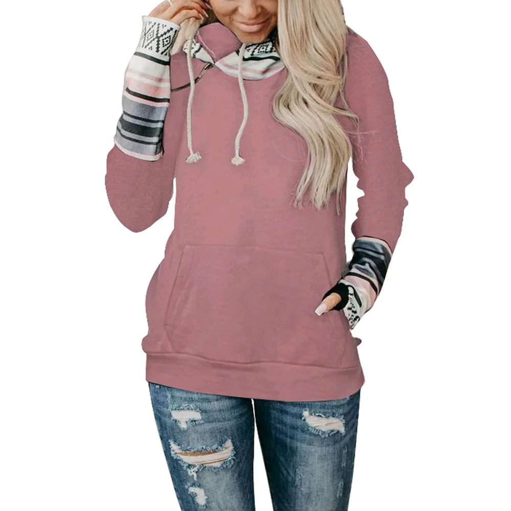 Женская толстовка с капюшоном длинным рукавом и карманами | одежда