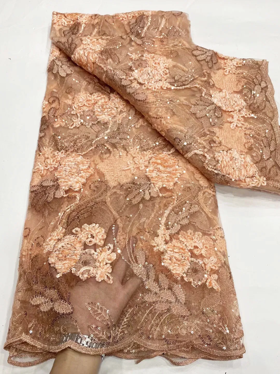 

2022 African Lace Fabric With Sequins High Quality Nigerian French Tulle Lace Fabric Wedding Mesh Material