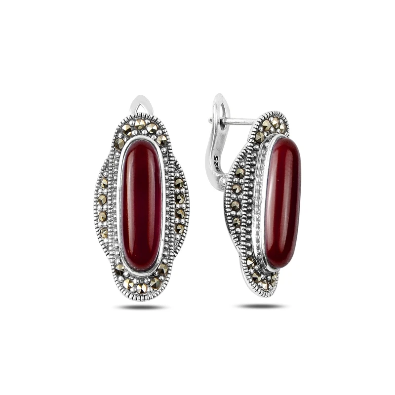 

Серебряные 925 пробы Серьги из марказита и натурального камня