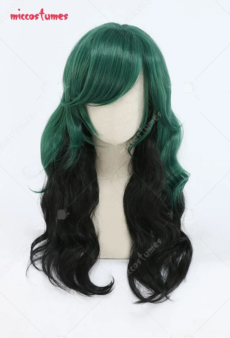 Peruca de Cosplay Deku de my Preta e Verde Midoriya Hero Academia Peruca Feminina Longa Cacheada