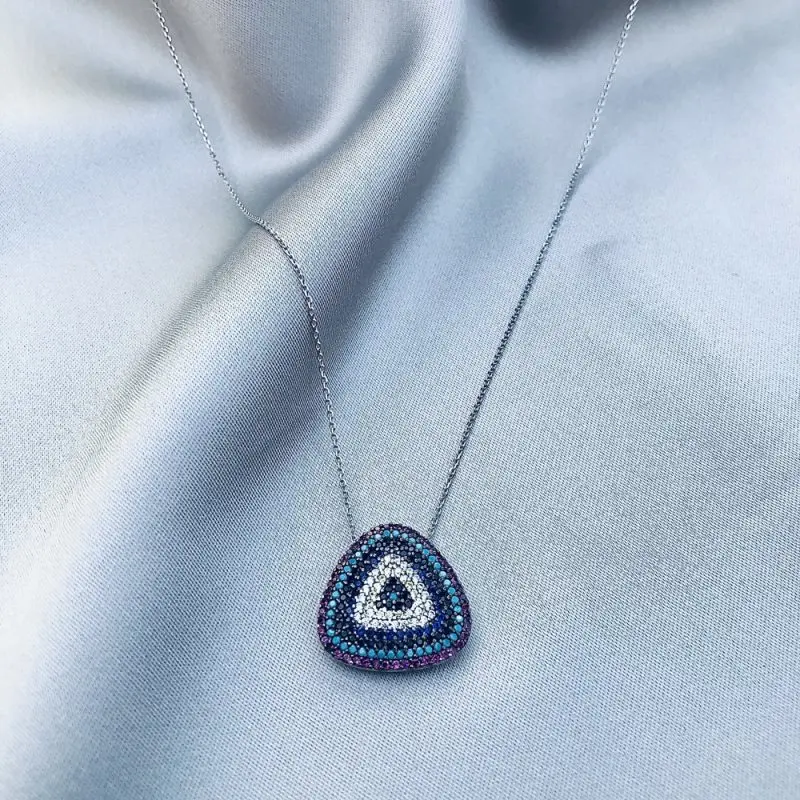 

Fantasy Evil Eye 925 Sterling Silver Necklace Women Girls Gift Jewelry Accessories Fashion Handmade Elegant Chain