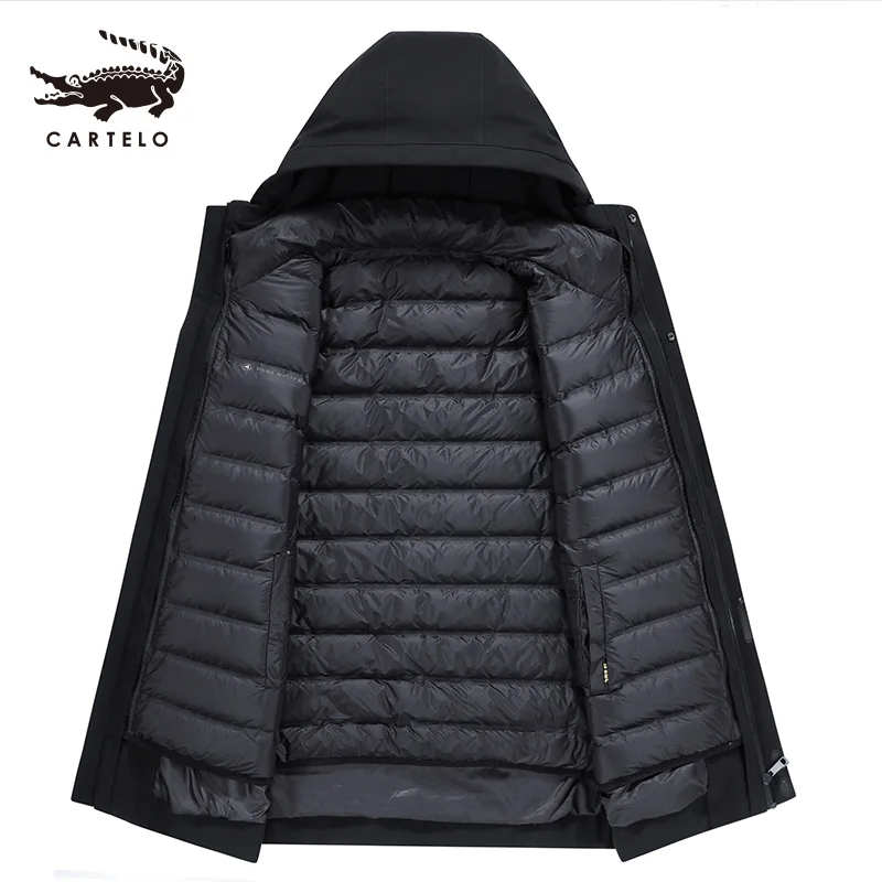 Men's White Duck Down Jacket Winter Liner Detachable Hooded Coat Selected Feather Clothing with Hat for Men 9811 New 2019 | Мужская