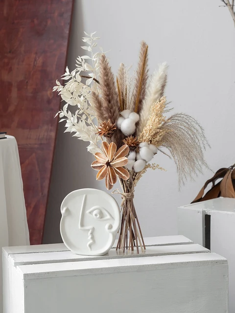 Natural Dried Flower Bouquet Halloween Decoration Real Touch Black White Pampas  Grass Aesthetic Room Home Boho Decor Accessories - AliExpress