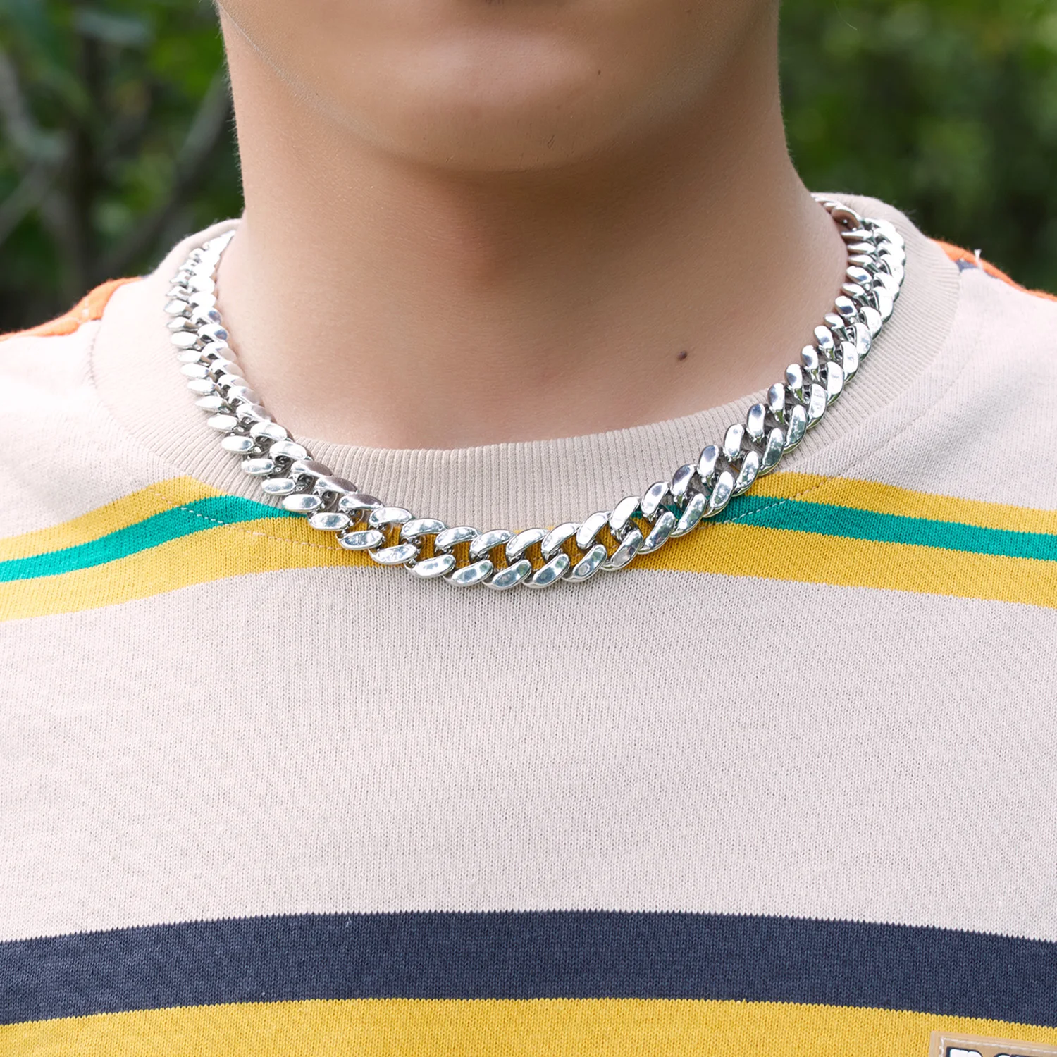 

Hip Hop Cuba Chain Glossy Thick Chain Necklace Men'S Rock Domineering Versatile Chain High-Grade Jewelry Accessories choker