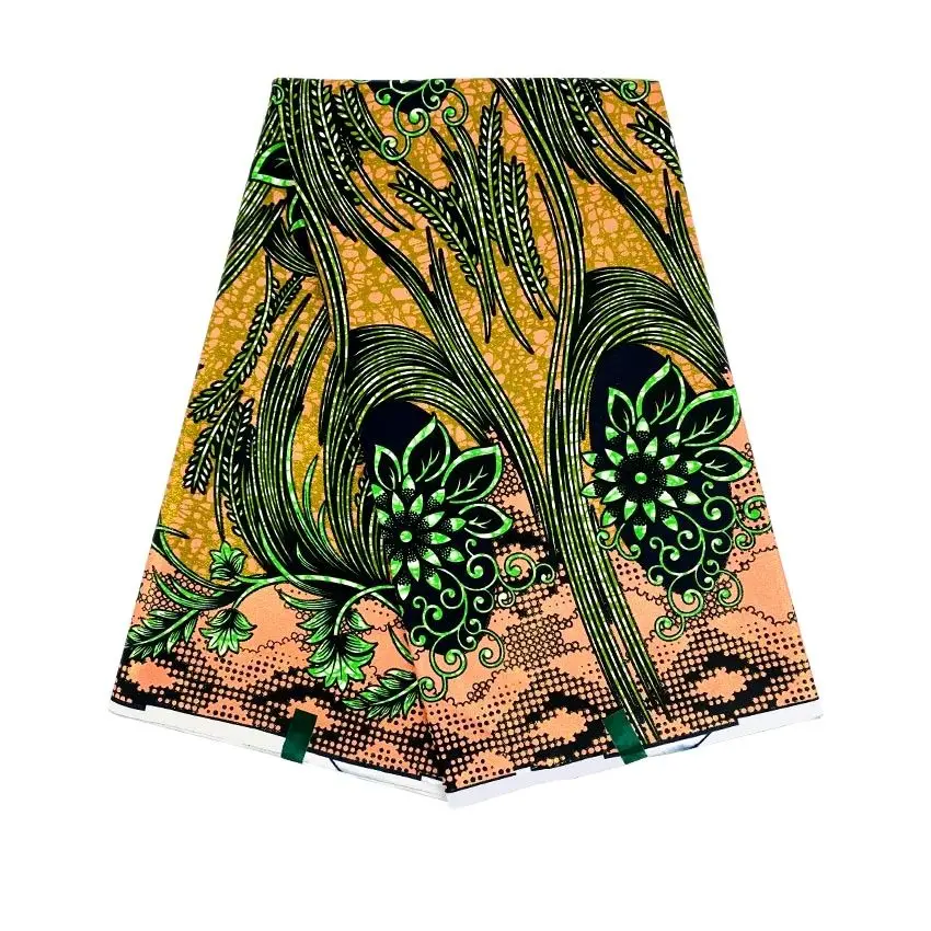 

New African Golden Wax Fabric Cotton Material High Quality Wrap Print Pagne Nigerian Ankara Soft Sewing 6yards Wedding Dress